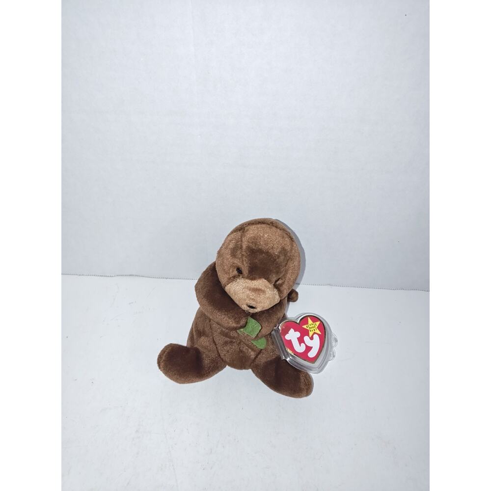 TY Beanie Baby Seaweed The Otter 4080 With Tag 1995 PVC Pellets Plush Retired